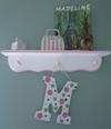 Pink and White Nursery Wall Shelf Decorated with Painted Polka Dot Letter 