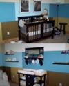 Modern Blue and Brown Baby Boy Baseball Nursery Wall Decorating Ideas Picture