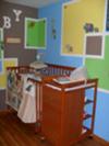 Changing Table Framed by Modern Square Nursery Paint Technique