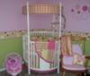 Yellow, Pink and Lime Green Baby Girl Nursery with Round Crib Bedding 