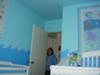Ocean Theme Nursery Wall Mural Blue Purple and White Octopus Tropical Fish and More!