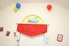 Joshua's Dr. Seuss Nursery Window Treatments - The Balloons Seem to Be Holding the Red Valance in Place!   