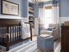 Blue, white and taupe DIY baby boy nursery design ideas