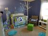 Contemporary Neutral Periwinkle Blue Giraffe Baby Nursery Room Decorating Ideas