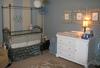 Restful, calming gray nursery room for our baby boy decorated in serene shades of blue, silver and ivory.