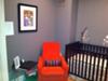 Bright Orange Nursery Glider and Modern Pali Baby Crib