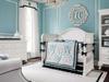 Turquoise Black and White Baby Nursery Decor with Damask Print Crib Bedding for a Prince or  a Princess