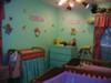 Twin Girls Green and Purple Eclectic Nursery Theme