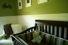 Vintage Bicycle Baby Nursery Theme w Stripes, Polka Dots and Bright Olive Green Walls 