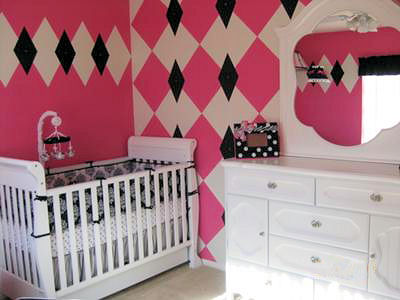 Tink Pink White and Black Baby Girl Nursery Decor
