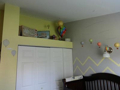 My favorite view of my baby girl's grey and yellow hot air balloon nursery theme