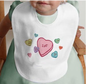 Sweet candy hearts Baby's 1st Valentine's Day bib in pastel colors