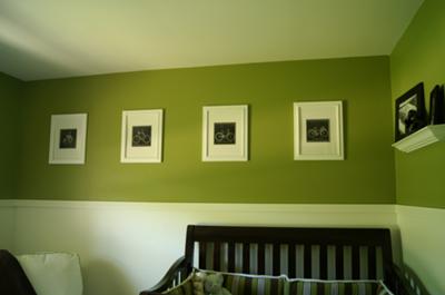 Vintage Bicycle Baby Nursery Theme w Bright Olive Green Walls