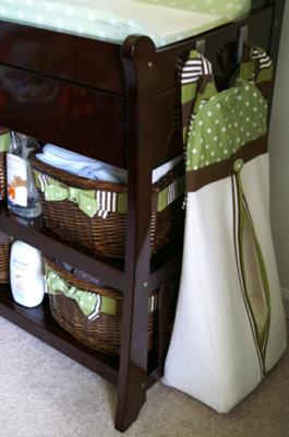 Custom Green and White Polka Dot Baby Diaper Stacker