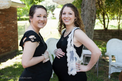 Beautiful sisters enjoying their vintage baby shower