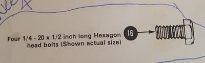 1/4 - 20 X 1/2 inch long hexagon head bolts for a Simmons Baby Crib