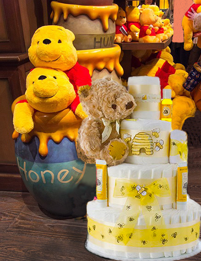 Winnie the Pooh 3 tier baby shower diaper cake gender neutral girl or boy