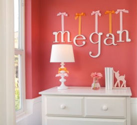 Custom pattern wood wooden baby nursery wall letters ribbons hanging decorations