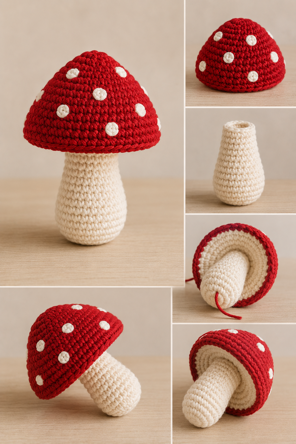 Finished crochet toadstool mushroom for a woodland nursery mobile