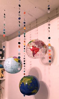 DIY world globe baby crib mobile handmade by Mom and Dad