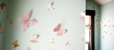 Pink silk butterfly nursery wall decorations