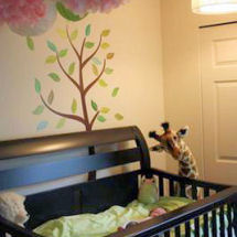 Nursery Wall Tree Decal with green and blue colored leaves