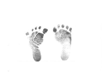 Infant baby girl footprints pictures.  Printable images to use for newborn baby shower invitations, Christmas ornaments and crafts