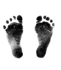 Newborn baby girl footprints pictures.  Printable images to use for infant Christmas ornaments, baby shower invitations and crafts