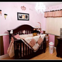 Exotic pink and brown baby girl nursery with wild animal leopard print crib bedding