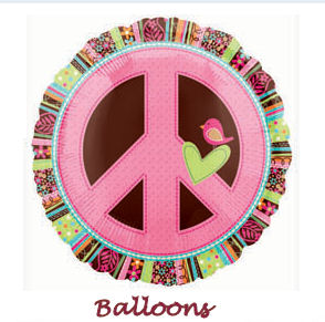 Hippie Chick Funky Peace Sign Mylar Party Balloons