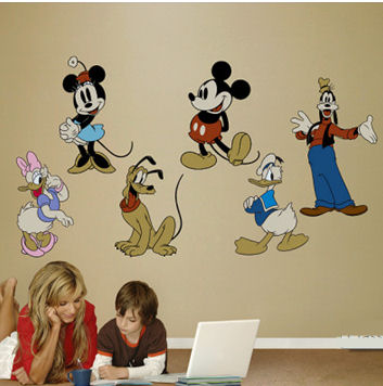 Baby Mickey Mouse Wall Decal Mickey and Minnie Mouse, Daisy and Donald Duck and Goofy Disney Cartoon Characters Wall Stickers