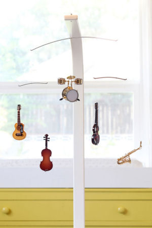 Custom musical instruments baby crib mobile perfect for a music theme nursery