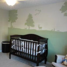 Forest green baby boy nursery with deer and mallard ducks