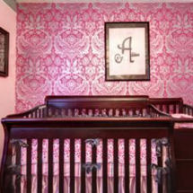 Elegant pink white silver baby girl nursery