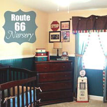 Baby boy vintage cars Route 66 memorabilia nursery theme decor