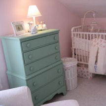 Aqua turquoise blue and pink vintage baby girl nursery room decor