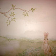 Vintage water color baby boy Beatrix Potter Peter Rabbit theme nursery wall mural painting