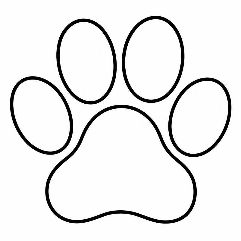 Small preview of the black and white puppy dog paw print stencil template