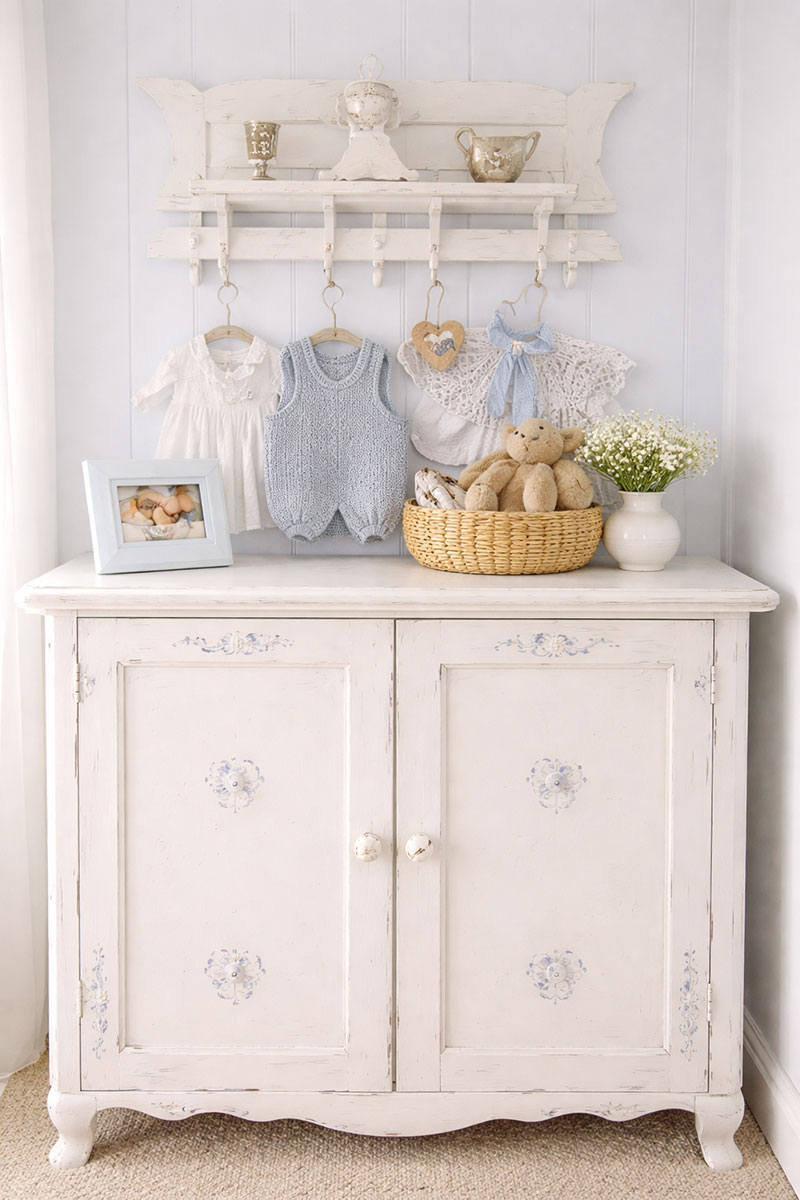 DIY painted vintage baby dresser changing table