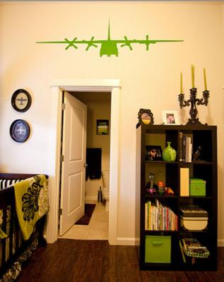 Lime Green and Black Airplane Baby Nursery Theme w Airplane Wall Decals