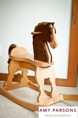 Homemade wooden baby rocking horse