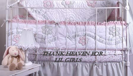 white pink gray angel nursery baby crib bedding sets