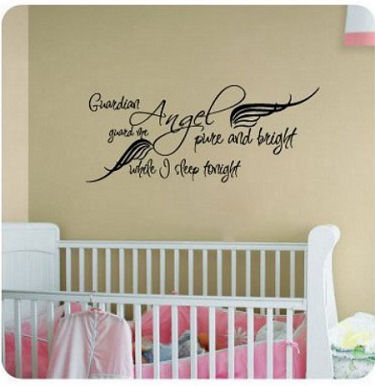 Vinyl baby guardian angel wall quote stickers and decals for the nursery guardian angel pure and bright guard me while i sleep tonight