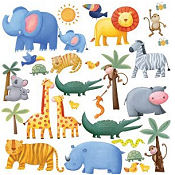 Animal wall decals for a baby animal theme nursery room