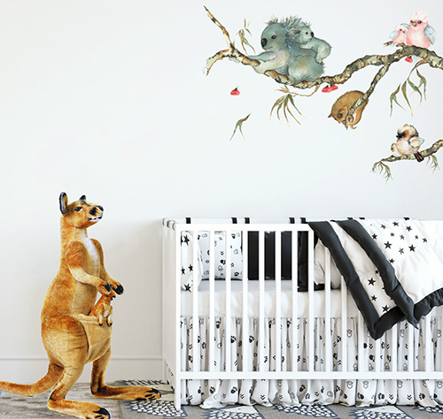 Aussie baby nursery decorating ideas kangaroo koala bear australia theme baby crib nursery bedding sets