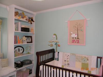 I made the little lamb wall hanging over the crib with my baby girl's name on it.