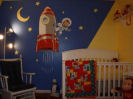 curious george astronaut outer space rocket ship wall mural nursery theme baby boy crib bedding quilt