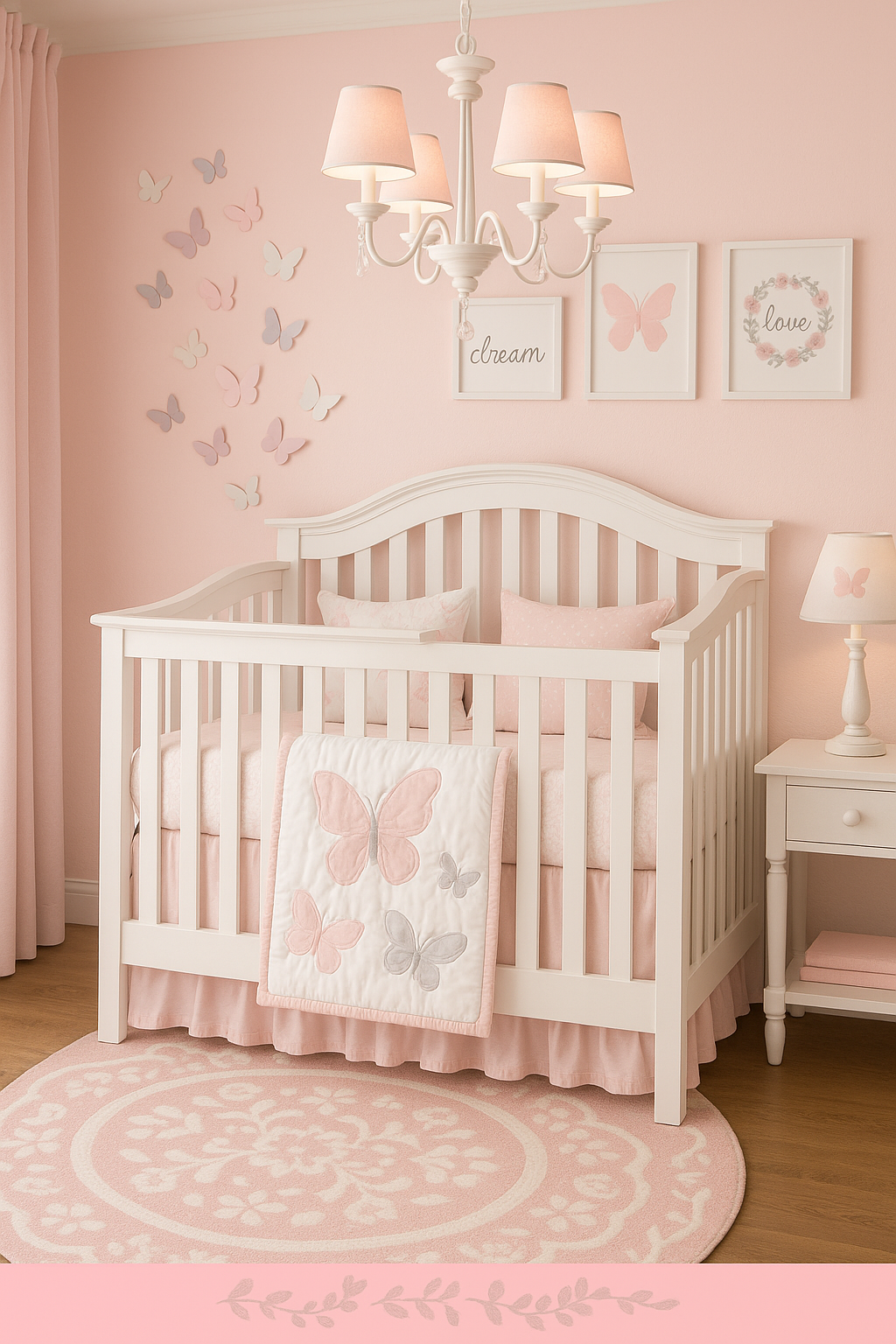 pink butterfly baby girl nursery decorating ideas