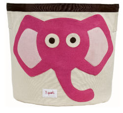 Elephant baby storage bin for use as a nursery closet organizer