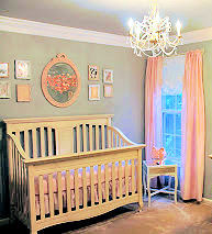 Pink aqua and cream baby girl nursery ideas in an elegant design